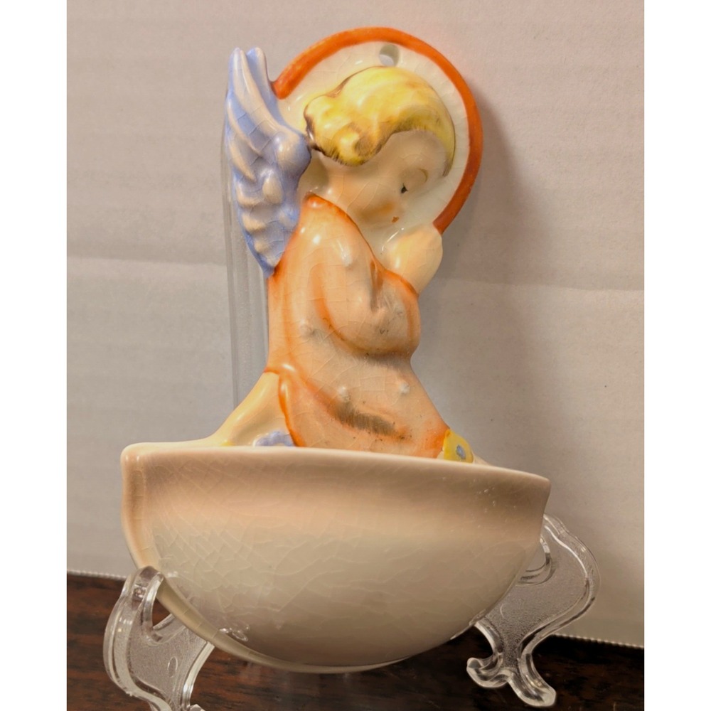 Vintage Goebel Hummel Praying Angel Holy Water Font Ceramic W. Germany 300-M1